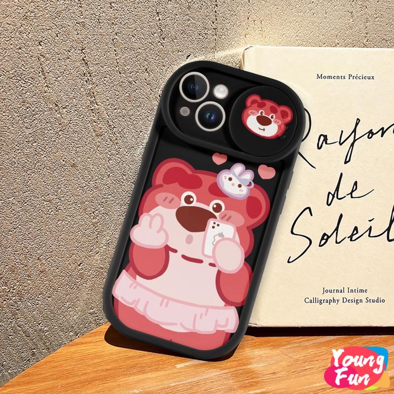 Ốp lưng Gấu dâu tây Trượt for iPhone 14 XR 13 11 12 Pro Max 8 7 6 6S Plus X Xs Max Se 2020 13 12 11