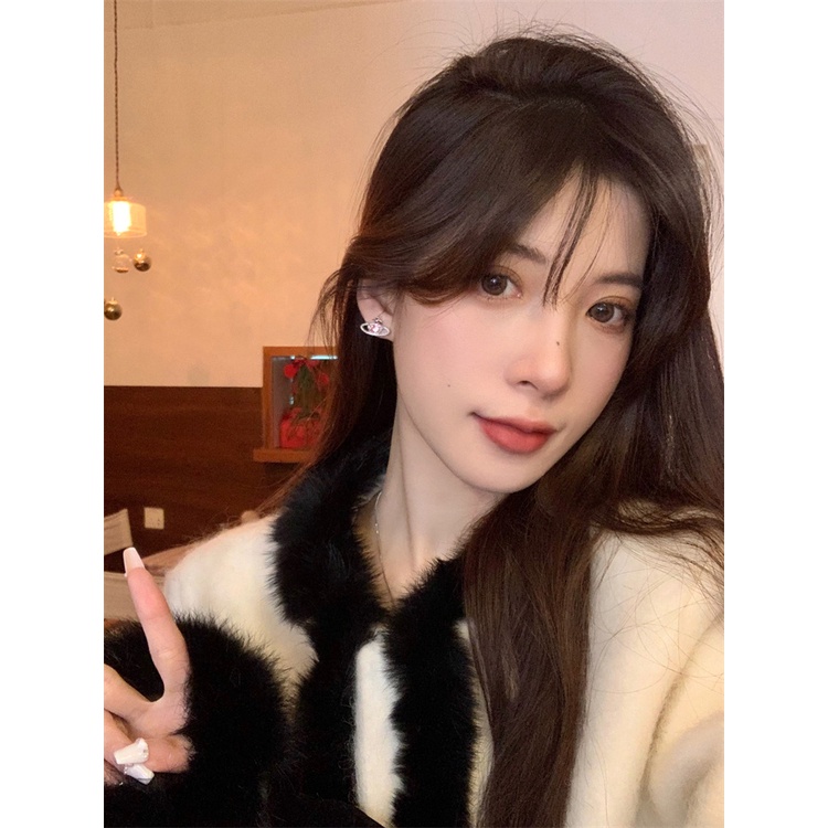 Bông Tai Đính Đá Zircon Hình Hành Tinh Thiết Kế Đơn Giản Thời Trang Cao Cấp Cho Nữ