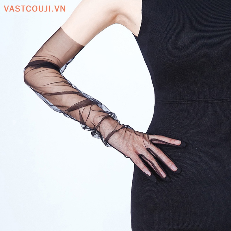 Đôi Găng Tay Vải Tuyn Xỏ Ngón Thời Trang Cho Cô Dâu