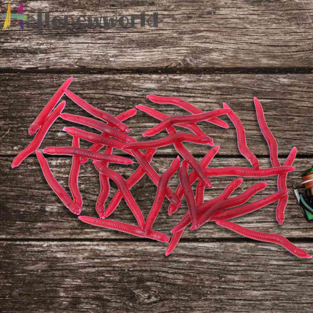 Set 100 Mồi Giả Mềm Câu Cá Hình Giun Đỏ 4cm