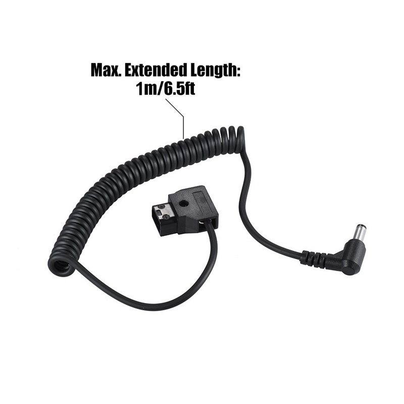 Cuộn dây 1M '3,28Ft D-Tap 2Pin Male To Dc 5.5 X 2.1Mm Adapter Cáp mở rộng Dây đàn hồi cho Pin Anton V-Mount Dslr Cage Rig Nguồn điện