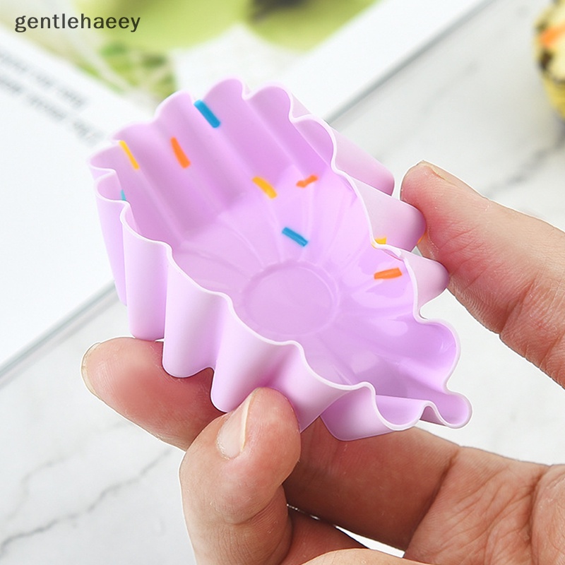 Bộ 5 Khuôn Silicone Làm Bánh Cupcake Hình Tròn / Vuông / Trái Tim 3D DIY