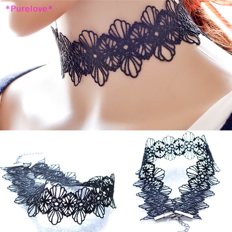 Vòng Cổ Choker Ren Màu Đen Phong Cách Retro Cổ Điển Mới