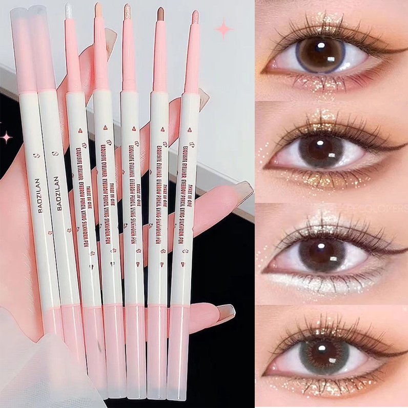 Bút Phấn Mắt BAOZILAN Hai Đầu Lâu Trôi Chống Thấm Nước Lấp Lánh Mềm Mượt Cho Nữ