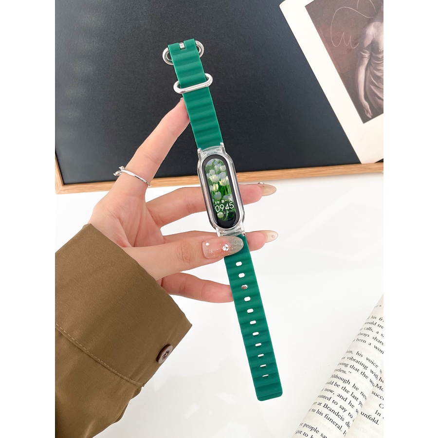 Dây Đeo Thay Thế Chất Liệu Silicon Màu Trơn Cho Xiaomi Mi band 8 7 6 5 4 3 Mi band 5 6 7 8