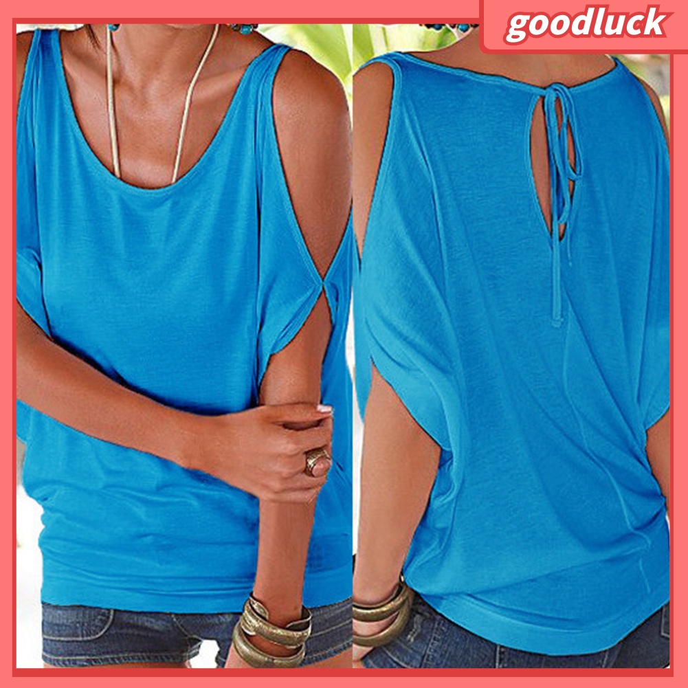 Áo Thun Nữ Cổ Tròn Dáng Rộng Màu Trơn Thời Trang Mùa Hè