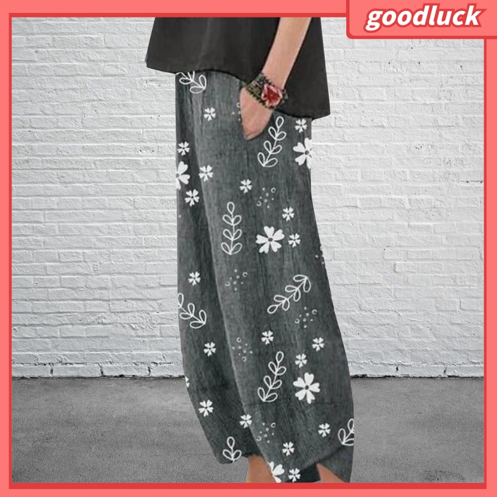 Quần Lửng Dây Rút Dáng Rộng In Họa Tiết Hoa Thời Trang Đường Phố Mùa Hè