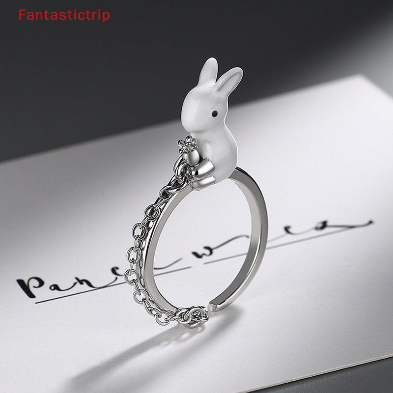 [Fantastictrip] Nhẫn Bạc 925 Dạng Hở Hình Thỏ Và Củ Cải Cá Tính Thời Trang Dự Tiệc Mới Cho Nữ