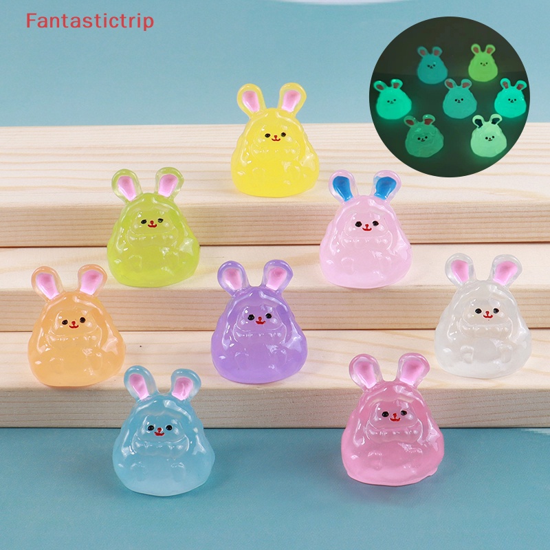 [Fantastictrip] Set 2 Mô Hình Thỏ Dạ Quang Bằng Nhựa Resin Dễ Thương Trang Trí Nhà Cửa / Xe Hơi
