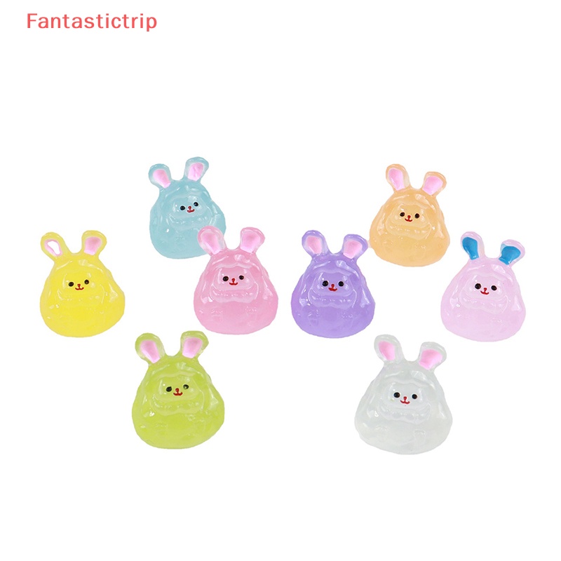 [Fantastictrip] Set 2 Mô Hình Thỏ Dạ Quang Bằng Nhựa Resin Dễ Thương Trang Trí Nhà Cửa / Xe Hơi