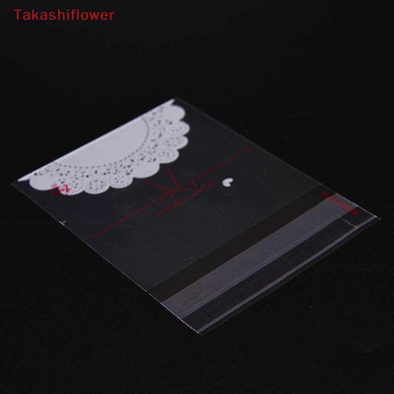 Set 100 Túi Nhựa Đựng Bánh Kẹo Tự Dính In Họa Tiết Ren Nơ Xinh Xắn