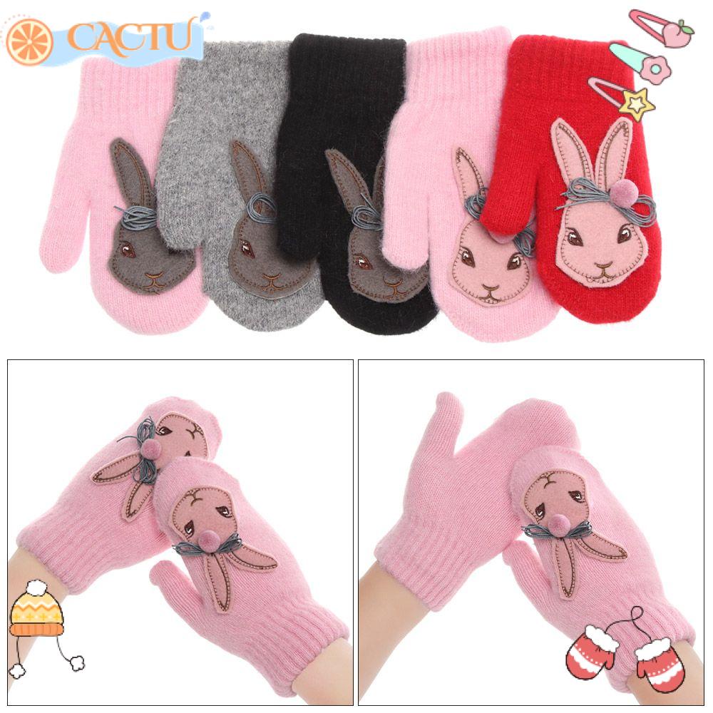 Găng Tay Giữ Ấm Mùa Đông In Họa Tiết Thỏ Hoạt Hình Cho Bé Gái