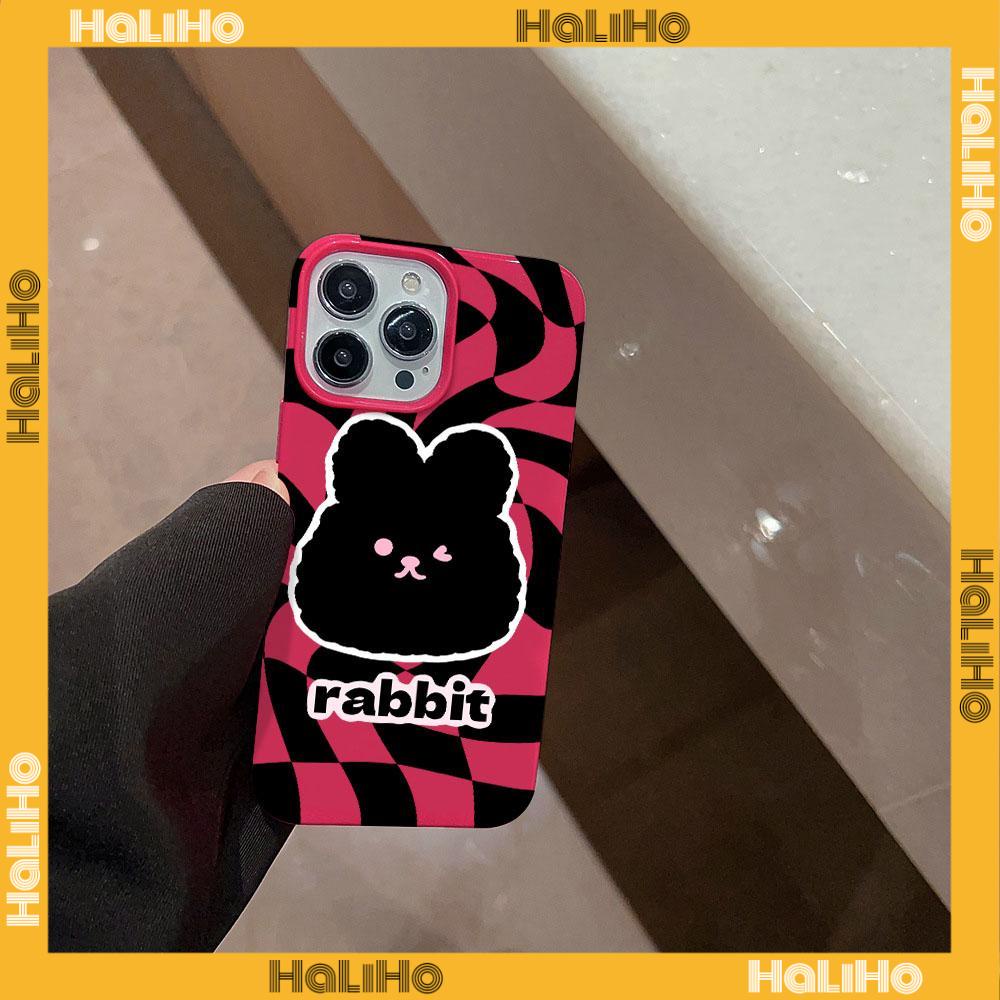 For iPhone 11 iPhone Case Red Glossy TPU Soft Case Shockproof Protection Camera Cute Black Big Head Rabbit Compatible with iPhone 14 13 Pro max 12 Pro Max 11 xr xs max 7 8Plus