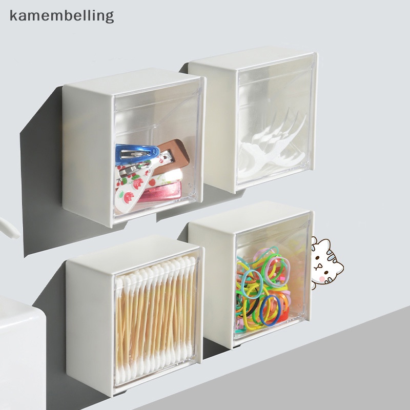 Kamembelling Hộp Đựng Bông Tẩy Trang / Tăm Bông / Trang Sức Bằng Nhựa Gắn Tường Chống Bụi