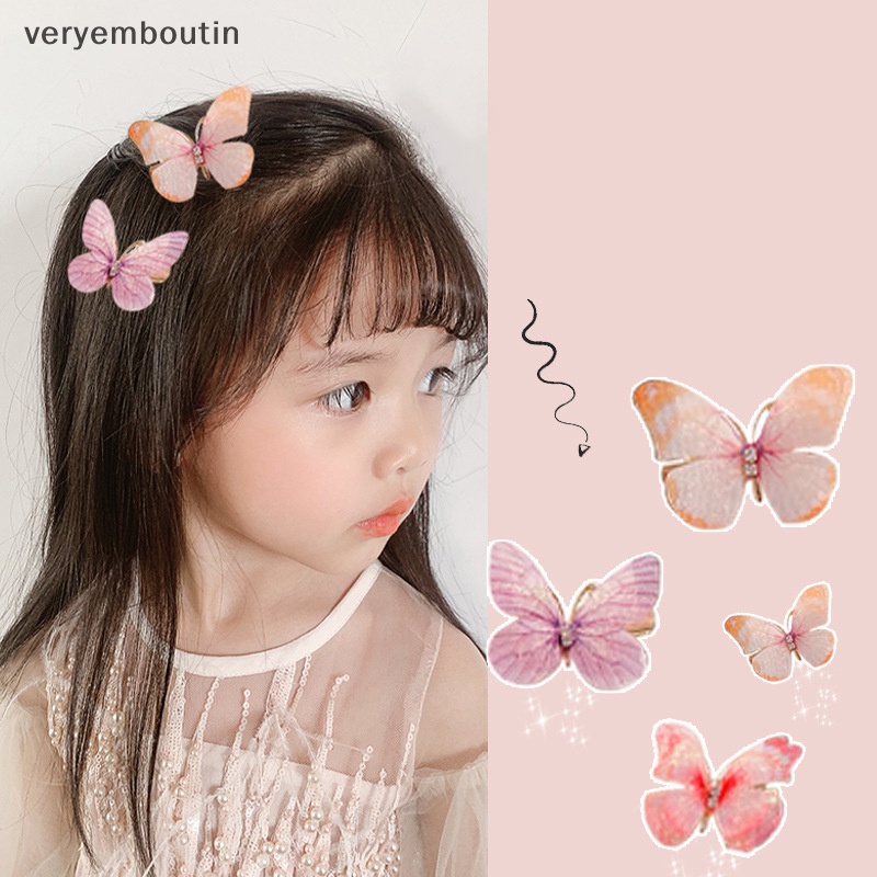 Set 6 Kẹp Tóc Hình Bướm Nhiều Màu Dễ Thương Cho Bé Gái