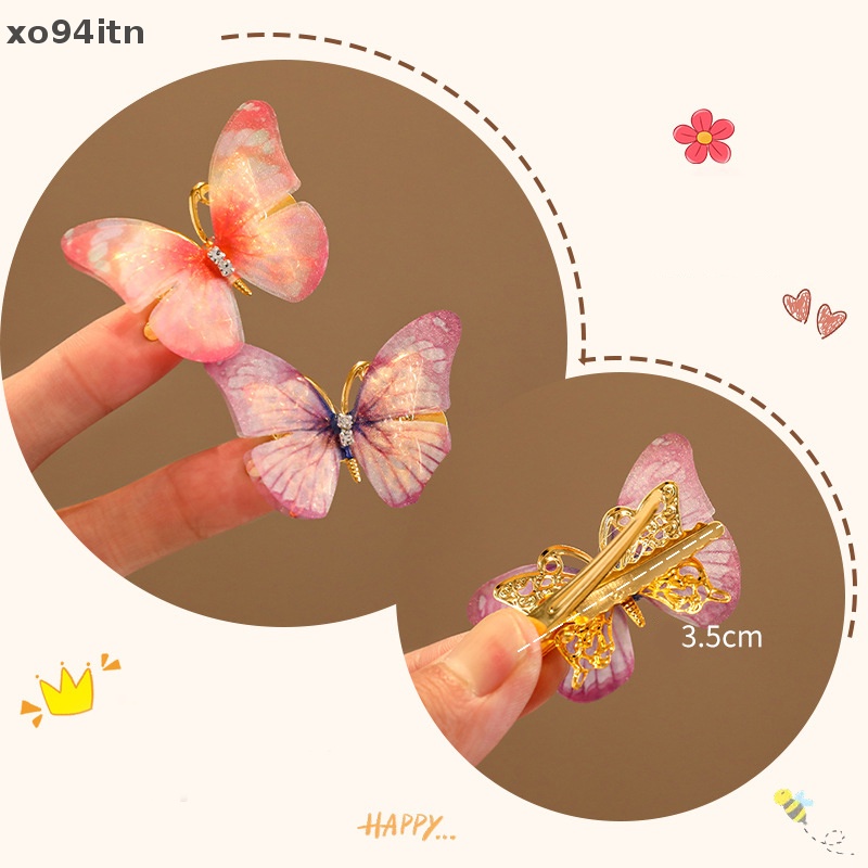 Set 6 Kẹp Tóc Hình Bướm Nhiều Màu Dễ Thương Cho Bé Gái