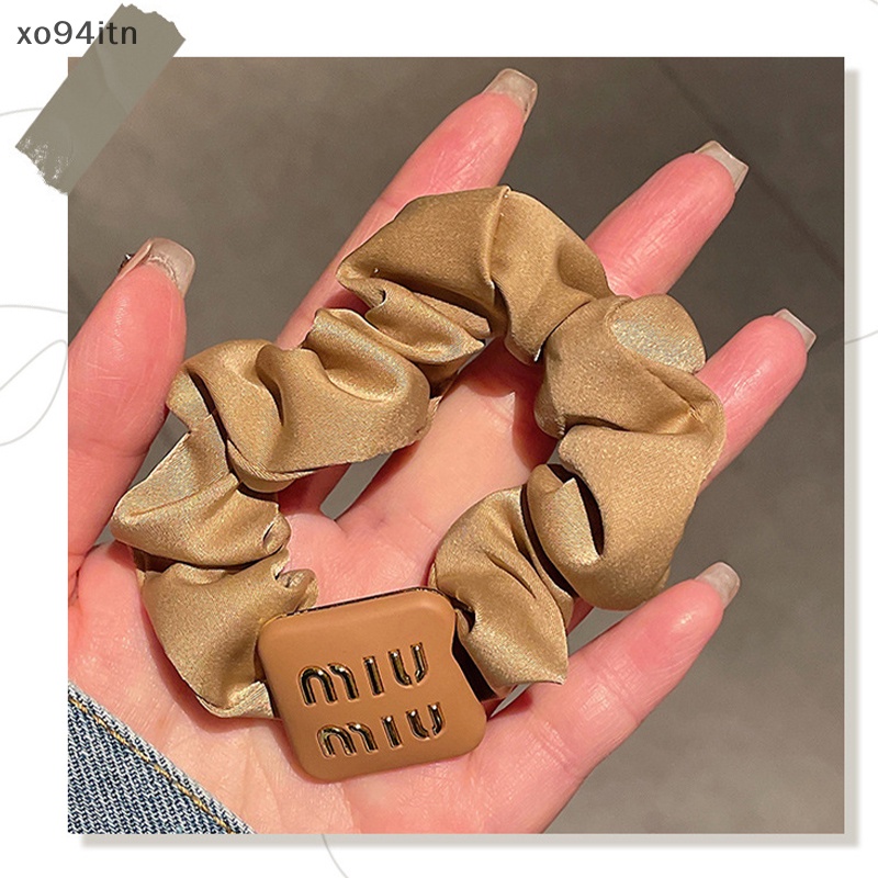 Dây Buộc Tóc Lụa Sa Tanh Co Giãn Màu Trơn In Chữ Cho Nữ