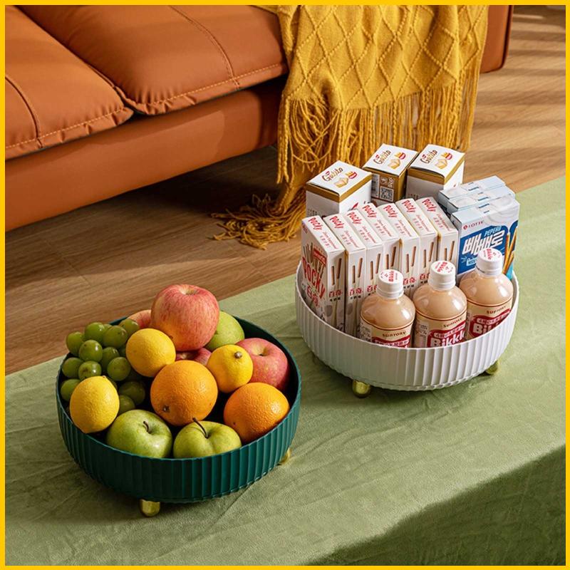 Khay Đựng Trái Cây / Mỹ Phẩm / Đồ Dùng Để Bàn Bằng Nhựa Bền Có Thể Xoay Được Đa Năng