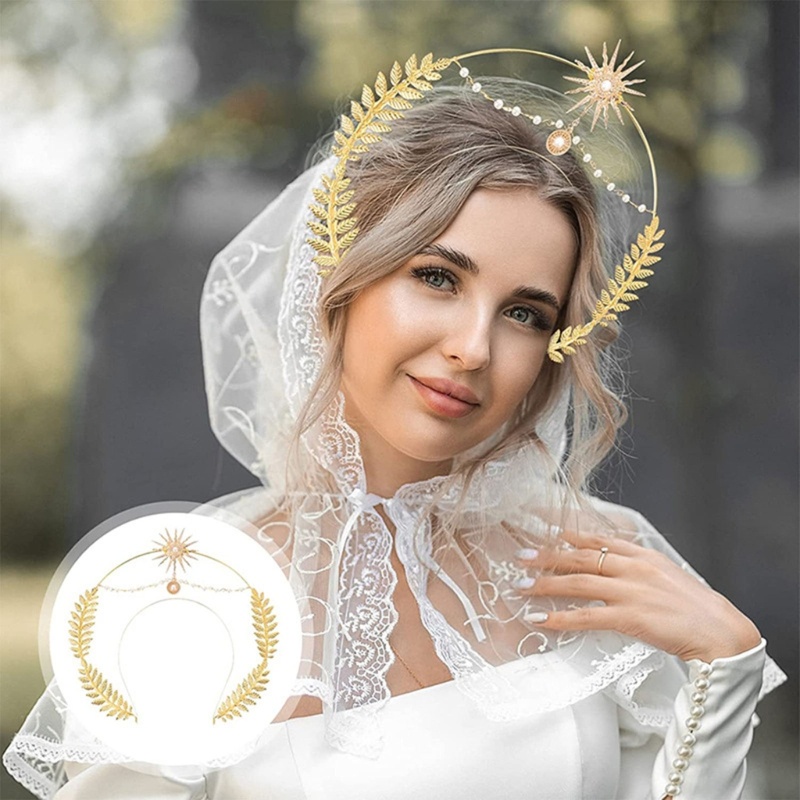 Vương Miện Đội Đầu Cô Dâu Đính Hoa Sang Trọng