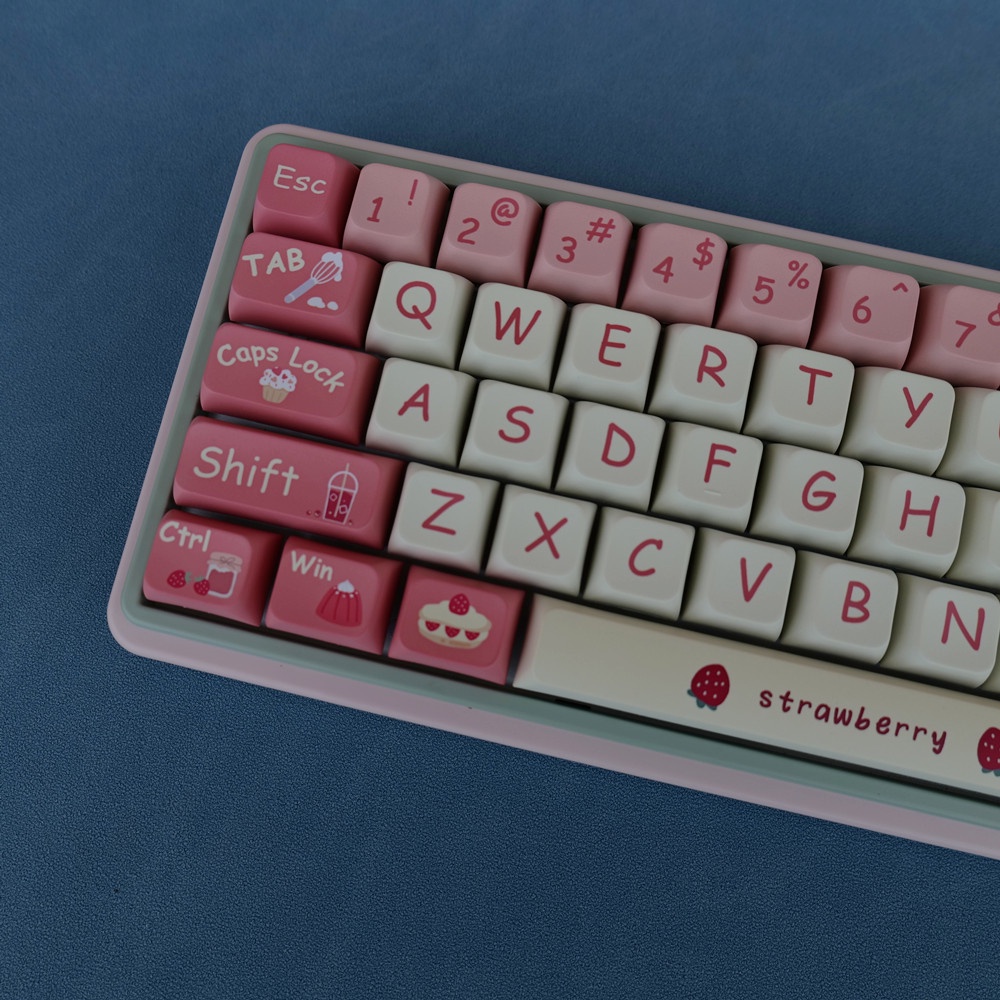 Kem Dâu Keycaps XDA Profile PBT Dye Sub Bàn Phím Cơ Keycap