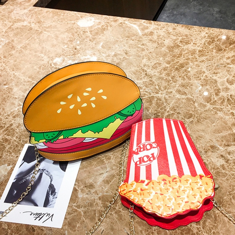 Túi Đeo Chéo Vai Hình Khoai Tây Chiên / Hamburger Hoạt Hình Dành Cho Nữ