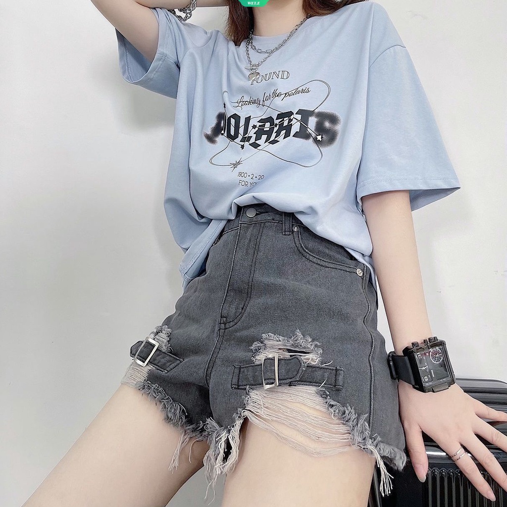 Áo Thun Tay Ngắn Dáng Rộng In Chữ Đơn Giản Thời Trang Mùa Hè Phong Cách Hàn Quốc Cho Nữ