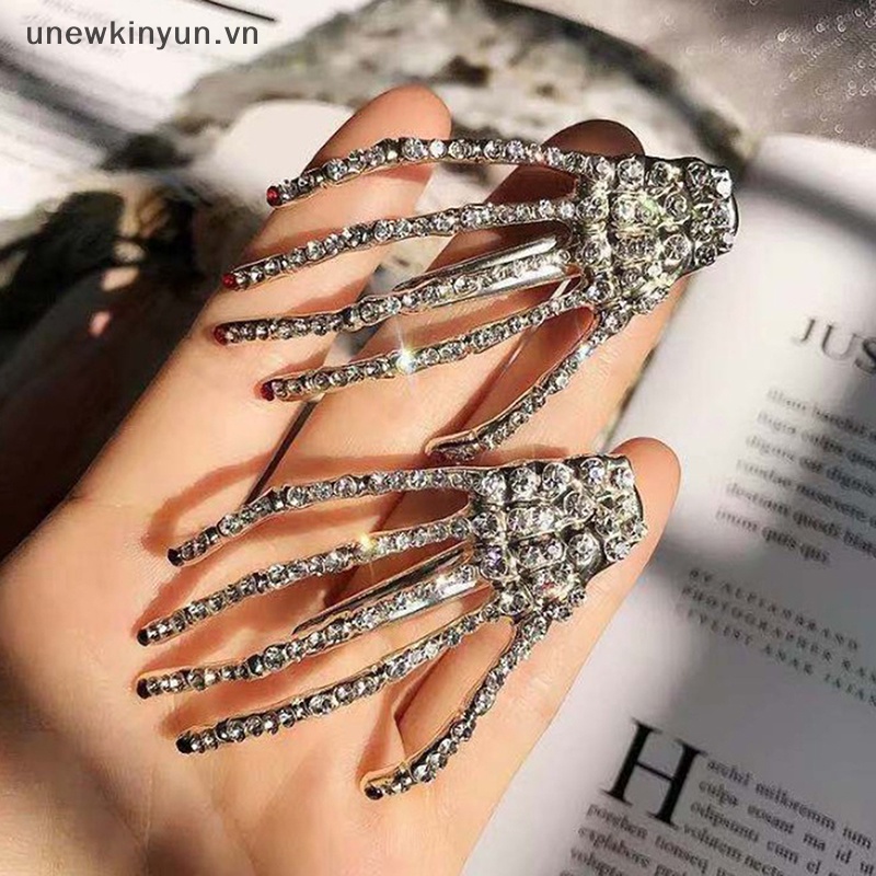 1 Kẹp Tóc Hợp Kim Hình Xương Bàn Tay Phong Cách Punk