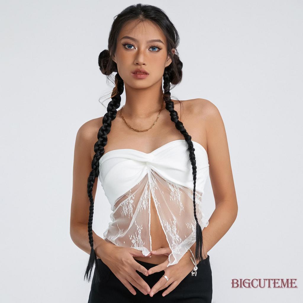 Áo Ống Ren Mỏng Không Tay Thời Trang Hè Quyến Rũ Cho Nữ