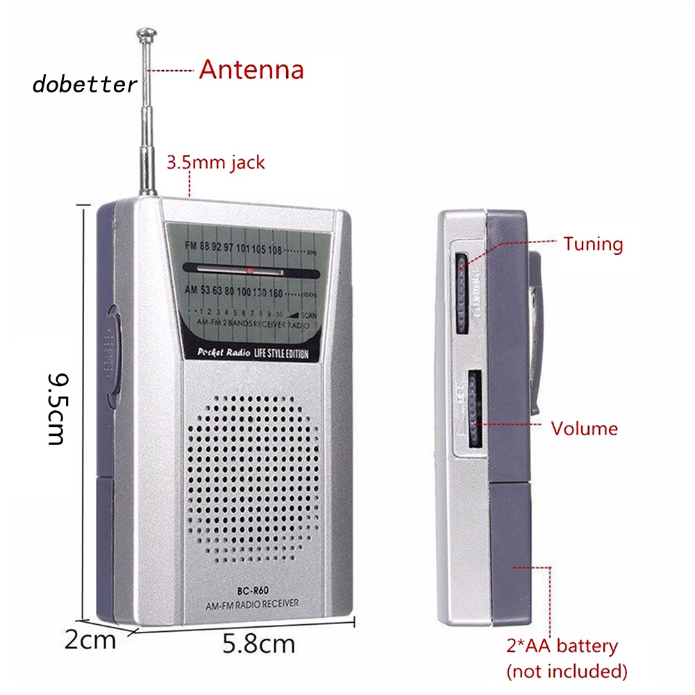 Radio Mini Có Ăng Ten Và Jack Cắm Tai Nghe 3.5mm