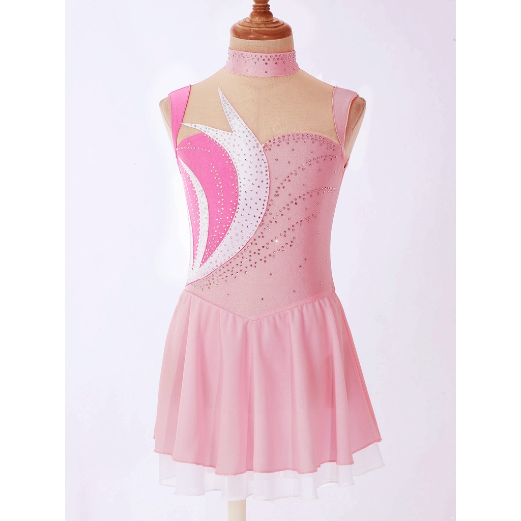 Trẻ Em Bé Gái Thời Trang Quần Áo Không Tay Cổ Tròn Sáng Bóng Kim Cương Giả Trang Trí Phong Cách Chắp Vá Rỗng Lưng Đầm Khiêu Vũ