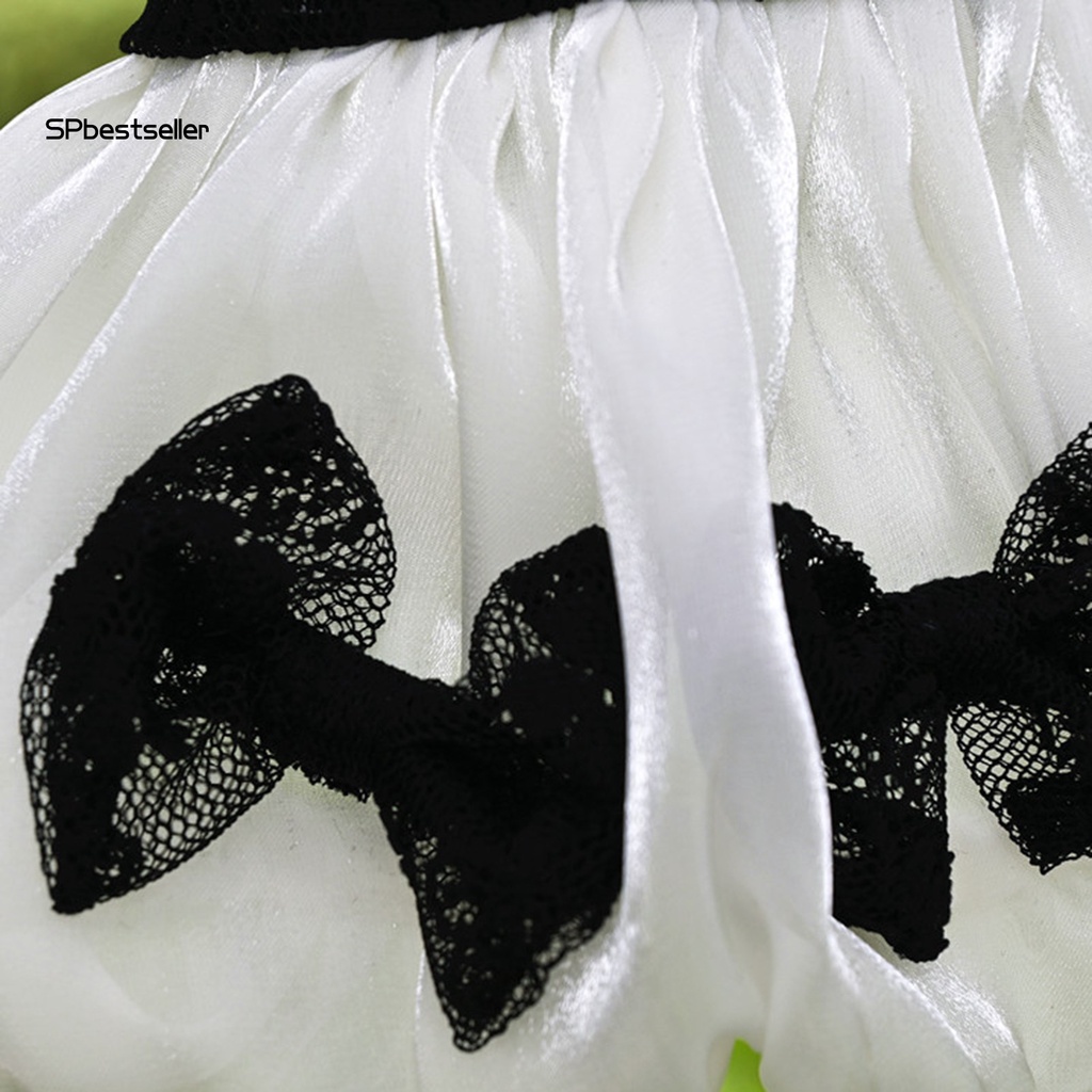 Spbestsellkr Đầm Chui Đầu Thắt Nơ Phối Ren Thoáng Khí Phong Cách Vintage Thanh Lịch Cho Thú Cưng