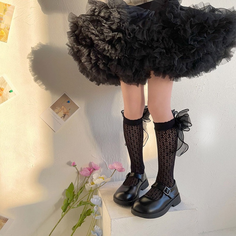 1 Đôi Vớ Nylon Cao Đến Đầu Gối Đính Nơ Cho Bé Gái