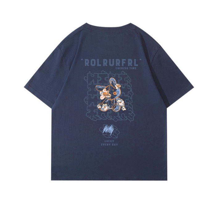 Áo Thun 100% Cotton Tay Ngắn Cổ Tròn In Họa Tiết Phong Cách Hàn Quốc Cho Nữ