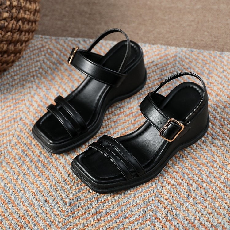 Giày Sandal Mùa Hè Đế Xuồng Dày Dặn Có Dây Hợp Thời Trang 2023 Cho Nữ