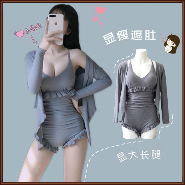 Bộ Đồ Bơi 2 Mảnh Áo Tay Dài Chống Nắng + Quần Đùi Dành Cho Nữ