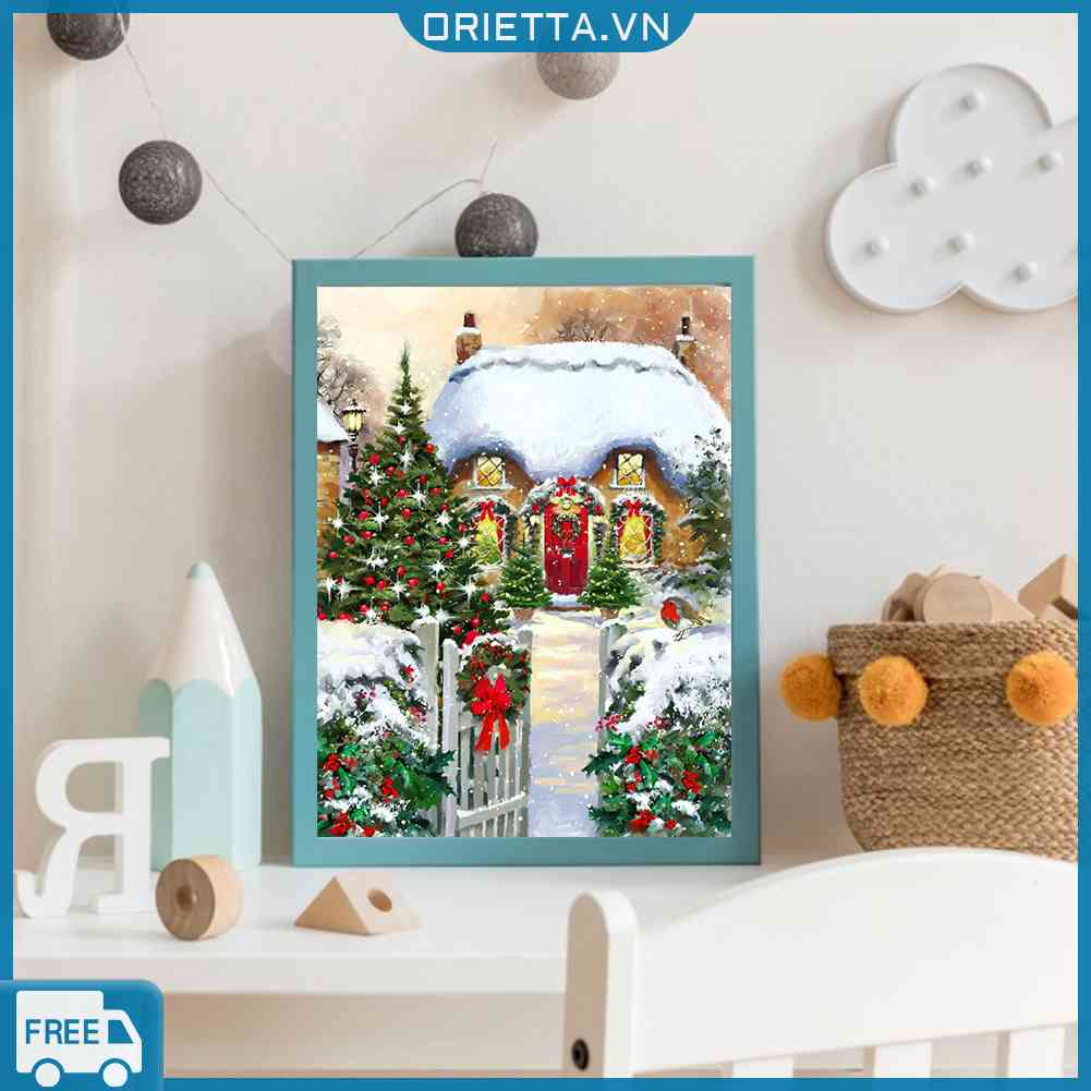 ❖Dây Cáp Orietta Chính Hãng♪Bộ Tranh Đính Đá 5D DIY Họa Tiết Sân Vườn Giáng Sinh Để Trang Trí Nhà
