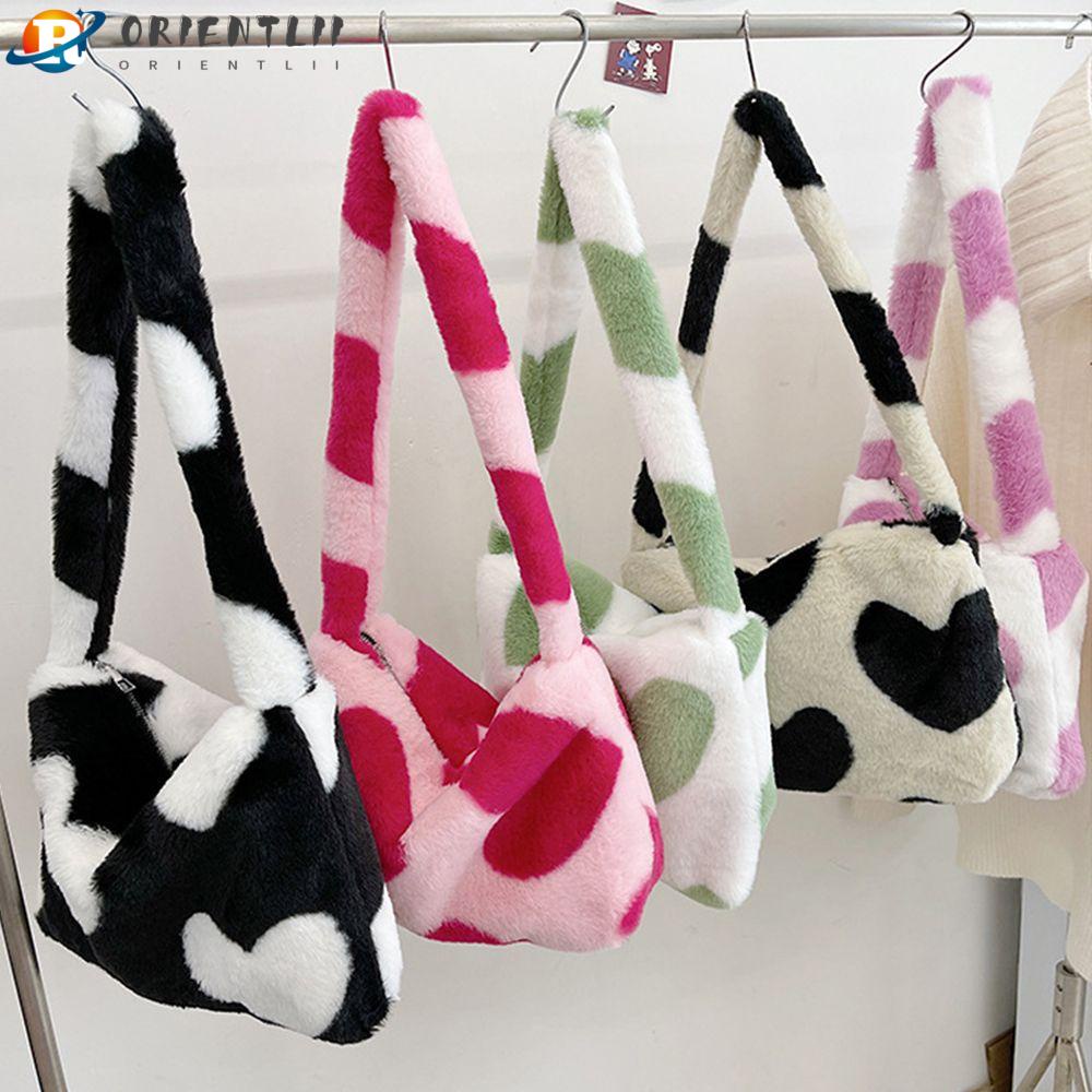 Túi Đeo Chéo Vai Bằng Vải Bông Mềm In Họa Tiết Trái Tim Dành Cho Nữ