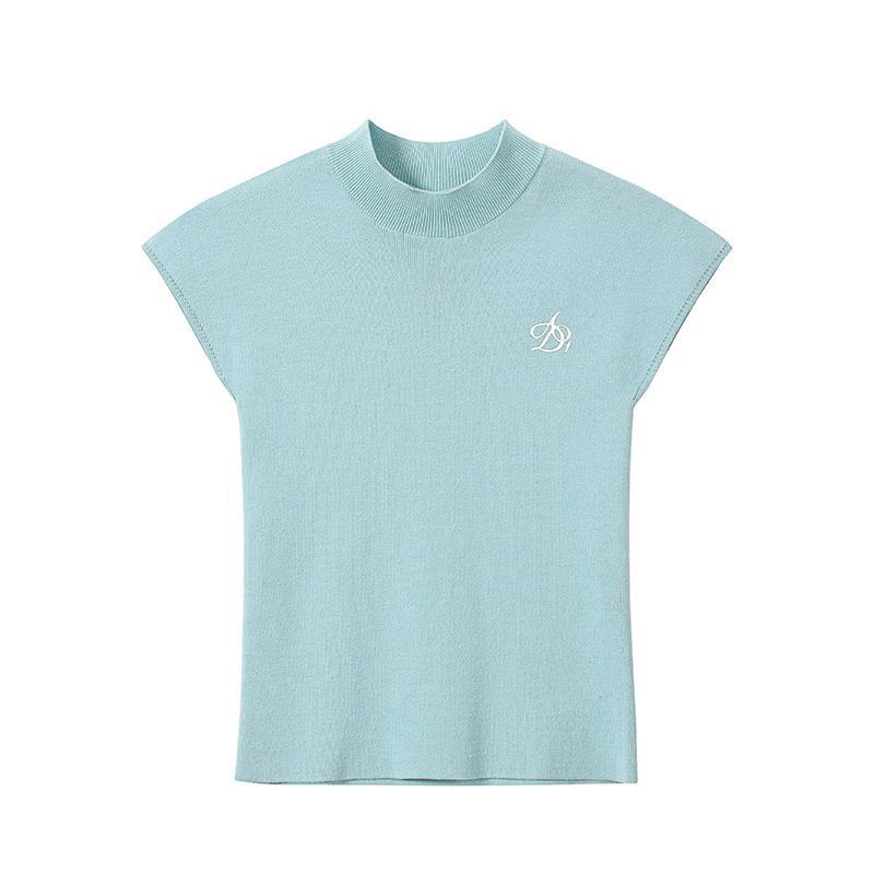 [F &amp; X] Áo Thun Raglan Dệt Kim Tay Lửng Cổ Cao Vừa Vặn Thêu logo Spicy Kẻ Sọc Nhiều Màu Sắc Ngọt Ngào