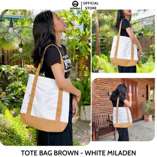 Túi vải tote bag canvas summer brown viền nâu local brand miladen.