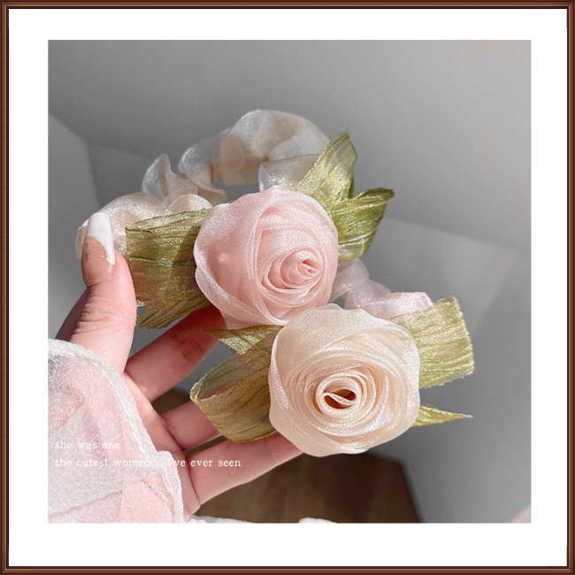 Dây Cột Tóc Cao Su Co Giãn Hình Hoa Hồng Thanh Lịch Cho Nữ