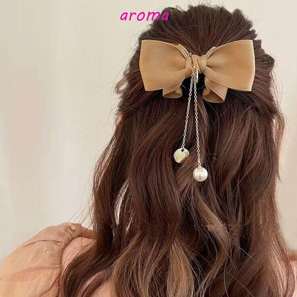 Kẹp Tóc Đuôi Ngựa Hình Nơ Phối Tua Rua Phong Cách Hàn Quốc Cổ Điển Thời Trang Cho Nữ