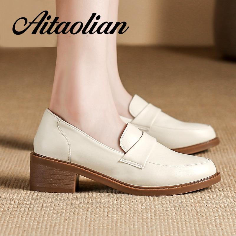 Giày Cao Gót 4cm Da Mũi Nhọn Phong Cách Retro Cho Nữ