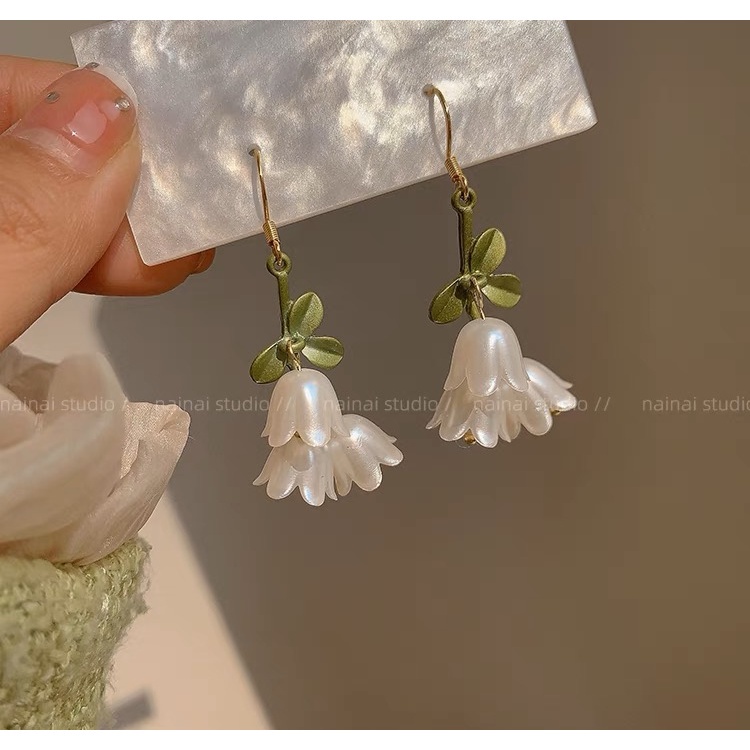 Bông Tai Dáng Dài Hình Hoa Lily Phong Cách Hàn Quốc Độc Đáo Thời Trang Cho Nữ