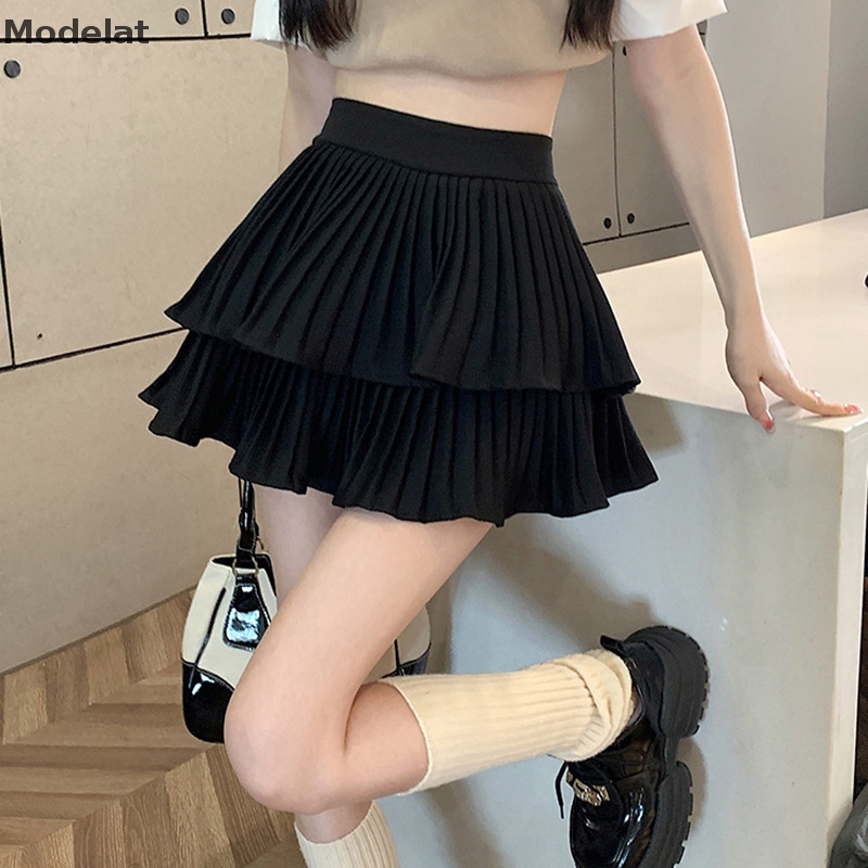Mfc Chân Váy Mini Lưng Cao Xếp Ly Màu Trơn Thời Trang Mùa Hè Hàn Quốc Gợi Cảm Dễ Phối Đồ Dành Cho Bạn Nữ