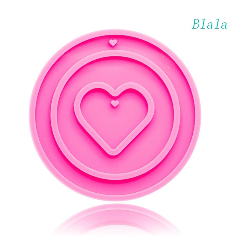 Khuôn Silicone Làm Móc Khóa Hình Tròn / Trái Tim Lấp Lánh DIY