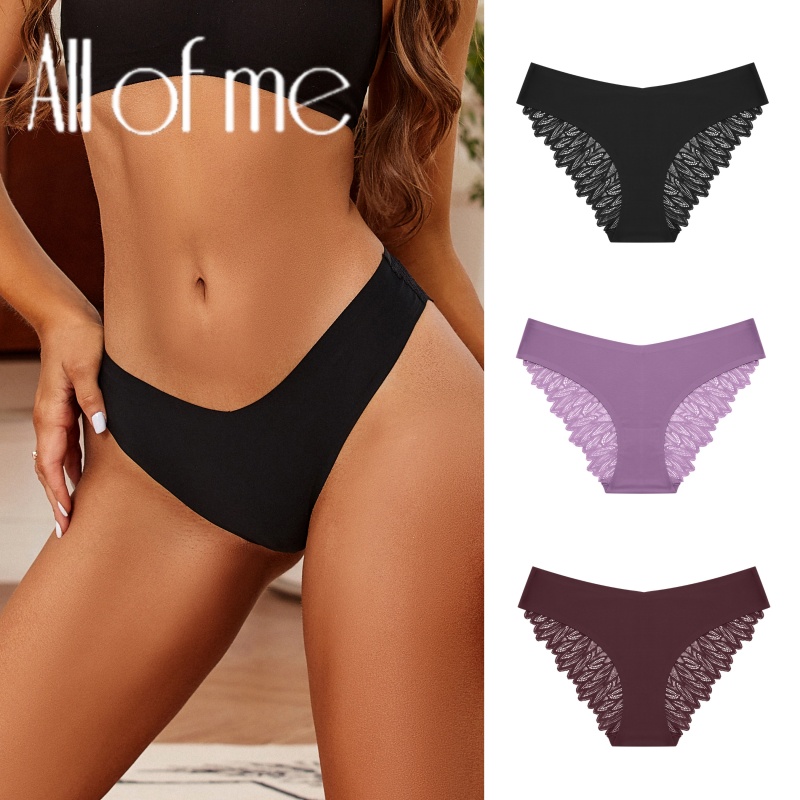 Allofme Quần Lót Lụa Mềm Mại Lưng Thấp Không Đường May Phối Ren Quyến Rũ Cho Nữ