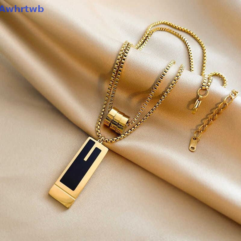 Vòng cổ Hai Lớp Mặt Vuông Bằng Hợp Kim Màu Vàng Thời Trang Dành Cho Nữ Mới