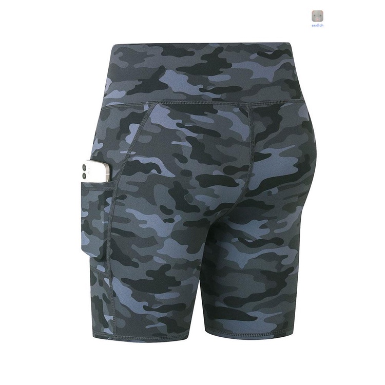 Quần Short Thể Thao Lưng Cao Có Túi Hoạ Tiết Rằn Ri