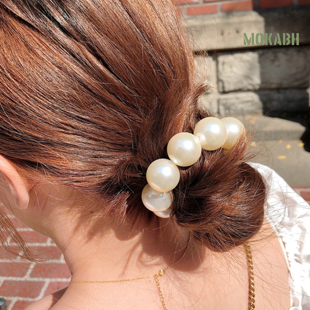 2 Dây Cột Tóc Đính Hạt Ngọc Trai Nhân Tạo Lãng Mạn Thời Trang Cho Nữ