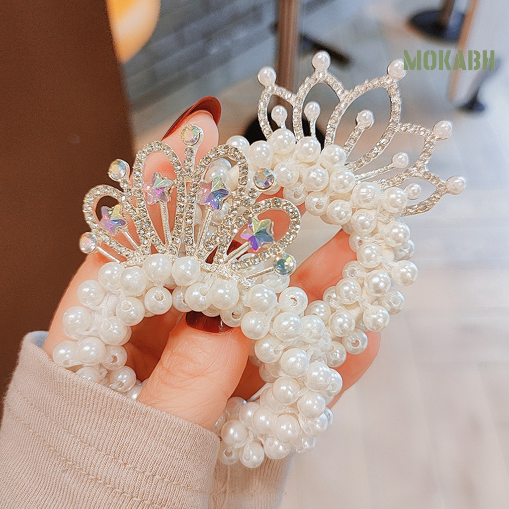 Dây Buộc Tóc Hình Vương Miện Đính Đá Màu Sắc Xinh Xắn Cho Nữ